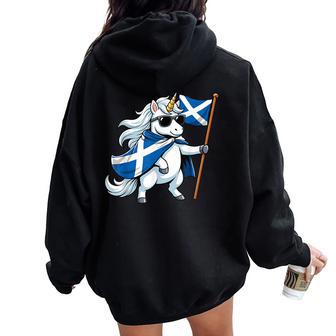 Drapeau Écossais Licorne Pour Hommes S Enfants Sweat à capuche oversize pour femme avec imprimé dans le dos - Cadeauxyz