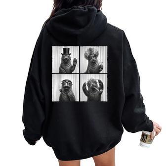 Drôle Photomaton Fête Costume Phoque Sweat à capuche oversize pour femme avec imprimé dans le dos - Cadeauxyz
