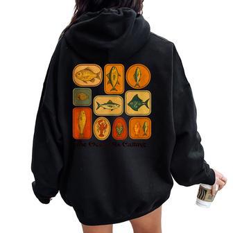 El Océano Llama A Los Peces Arte Retro In Mangas Women Oversized Hoodie Back Print - Regaloses