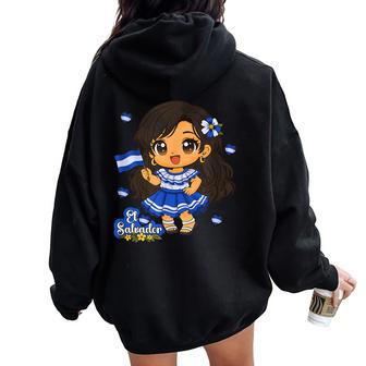 El Salvador Girl Salvadoran Woman Bicha Hearts Women Oversized Hoodie Back Print - Thegiftio UK