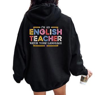 Ela English Teacher Women Oversized Hoodie Back Print - Thegiftio UK