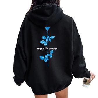 Enjoy The Silence Flower Retro Music Women Oversized Hoodie Back Print - Thegiftio UK