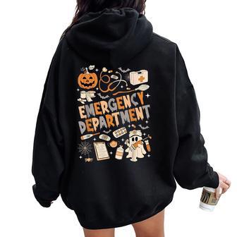 Er Nurse Halloween Er Boo Crew Emergency Department Women Oversized Hoodie Back Print - Thegiftio UK