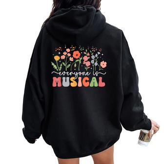 Everyone Is Musical Music Teacher Music Teaching Women Oversized Hoodie Back Print - Thegiftio UK