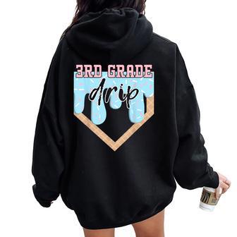 First Day Of Third 3Rd Grade Baseball Ice Cream Drip Boy Women Oversized Hoodie Back Print - Thegiftio UK