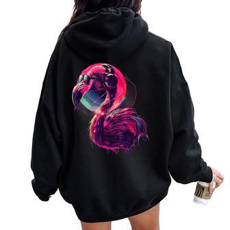 Flamingo Music Dj House Music Casque Producteur De Musique Sweat à capuche oversize pour femme avec imprimé dans le dos - Cadeauxyz