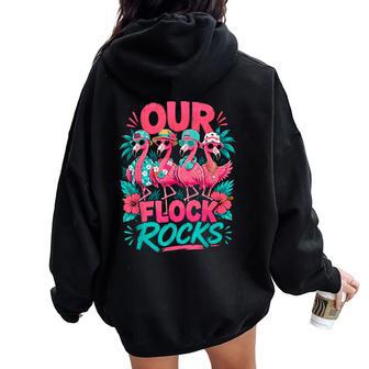 Our Flock Rocks Flamingo Summer Tropical Women Oversized Hoodie Back Print - Thegiftio UK