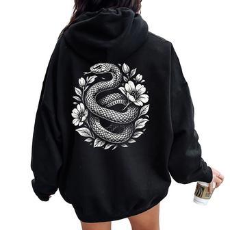 Floral Snake Women Oversized Hoodie Back Print - Thegiftio UK