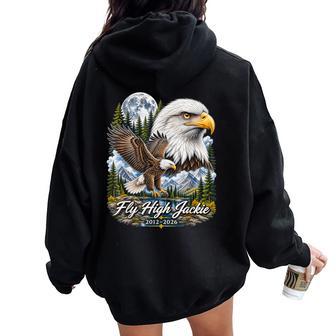 Fly High Jackie Jackie And Shadow Bald Eagle For Women Women Oversized Hoodie Back Print - Thegiftio UK