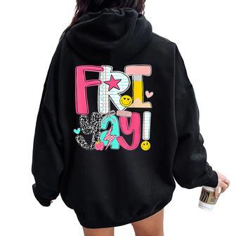 Fri-Yay Happy Friday Weekend Teacher Back To School Women Oversized Hoodie Back Print - Thegiftio UK