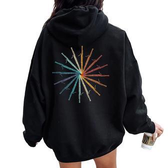 Bassoon Retro Rainbow Banda De Orquesta De Jugador De Fagot Women Oversized Hoodie Back Print - Regaloses