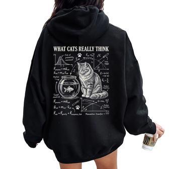 Cat Physics Fishbowl Science Math Humor Kid Women Oversized Hoodie Back Print | Seseable UK