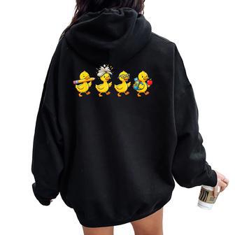 Duck Back To School Teacher Student Women Oversized Hoodie Back Print - Thegiftio UK