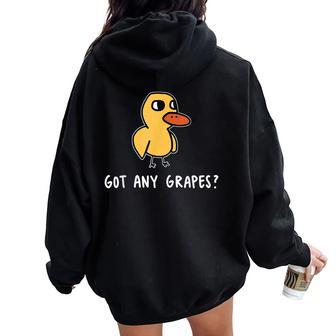 Duck Got Any Grapes Humor Women Oversized Hoodie Back Print - Thegiftio UK