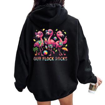 Our Flock Rocks Flamingo Family Matching Summer Women Oversized Hoodie Back Print | Seseable UK