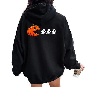 Halloween Pumpkin Eating Ghost Gamer Boy Girl Kids Women Oversized Hoodie Back Print - Thegiftio UK