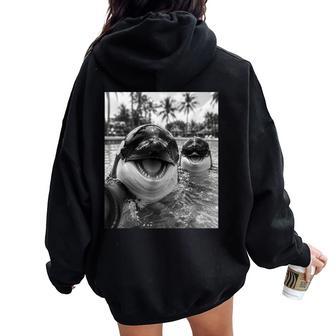 Orca Whale Selfie For And Cute Animal Women Oversized Hoodie Back Print - Thegiftio UK