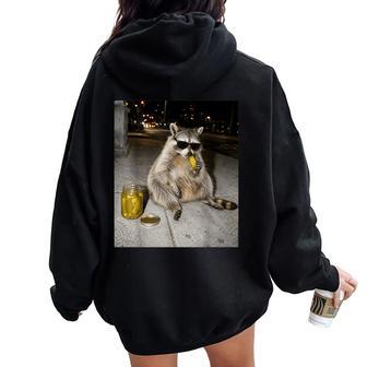Raccoon Eating Pickles Meme Kids Women Oversized Hoodie Back Print - Thegiftio UK