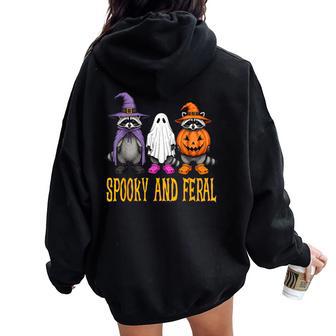 Raccoon Halloween Matching Halloween Women Women Oversized Hoodie Back Print - Thegiftio UK