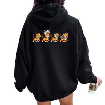 Tiger Back To School Teacher Student Women Oversized Hoodie Back Print - Thegiftio UK