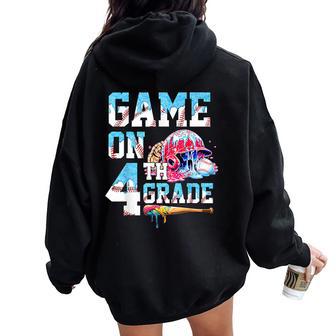 Game On 4Th Grade Baseball Drip Ice Cream Back To School Women Oversized Hoodie Back Print - Thegiftio UK