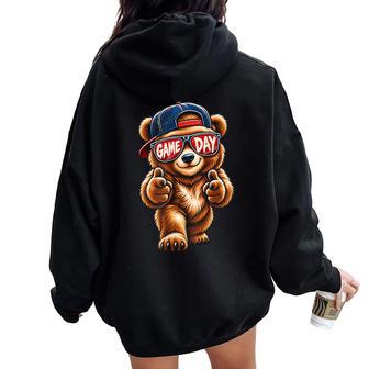 Game Day Bear Cub Kids Women Oversized Hoodie Back Print - Thegiftio UK