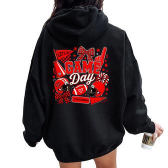 Game Day Football Season Black & Red Cheer Kids Men Women Oversized Hoodie Back Print | Seseable UK