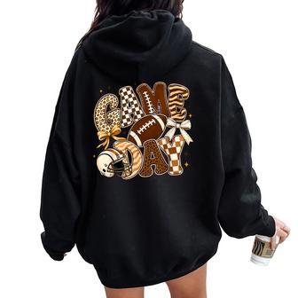 Game Day Football Season Leopard Retro Team Sports Women Women Oversized Hoodie Back Print - Thegiftio UK