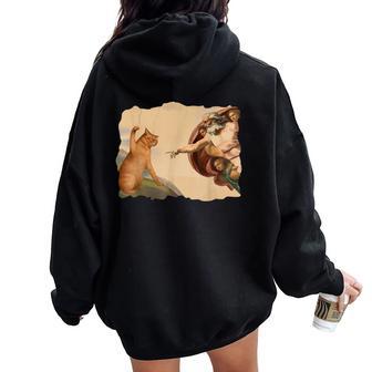 Gatto Divertente Chechiaccia La Mano Di Dio Gattohawncraft Gatto Uomini Donne Felpa con cappuccio oversize da donna con stampa posteriore - Novitaregali