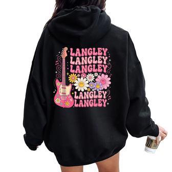 Girl Retro Langley First Name Personalized Women Women Oversized Hoodie Back Print - Thegiftio UK
