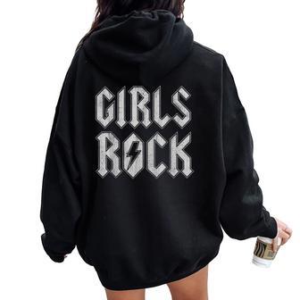 Girls Rock Rock'n Roll Grunge Vintage Women Oversized Hoodie Back Print - Thegiftio UK