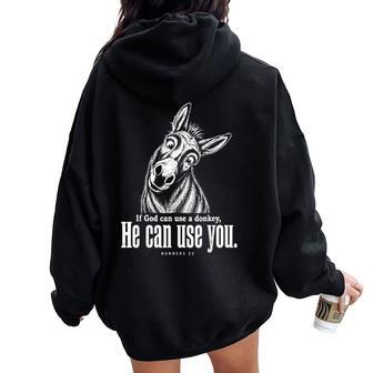 If God Can Use A Donkey He Can Use You Christian Bible Verse Women Oversized Hoodie Back Print - Thegiftio UK