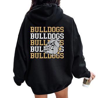 Gold Bulldogs School Spirit Mascot Bulldog Pride Teacher Women Oversized Hoodie Back Print - Thegiftio UK