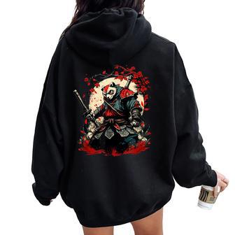 Gráfico De Panda Ninjaamurái Japonés Para Hombres Y Es Women Oversized Hoodie Back Print - Regaloses