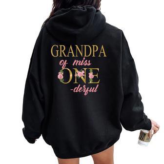 Grandpa Of Miss Onederful 1St Birthday First One-Derful Women Oversized Hoodie Back Print - Thegiftio UK