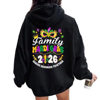 Groovy Family Mardi Gras 2026 Mask Matching Family Parade Women Oversized Hoodie Back Print - Thegiftio UK