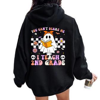 Groovy Ghost 2Nd Grade Teacher Halloween Costume Spooky Women Oversized Hoodie Back Print - Thegiftio UK