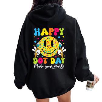 Groovy Happy Dot Day Smile Face Colorful Polka Dot Girl Kids Women Oversized Hoodie Back Print - Thegiftio UK