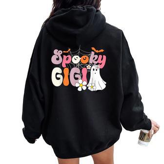 Groovy One Spooky Gigi Mama Grandma Witch Mom Halloween Women Oversized Hoodie Back Print - Thegiftio UK