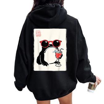 Grumpy Frog Kawaii Japonés Hombres Es Divertidoerano Women Oversized Hoodie Back Print - Regaloses