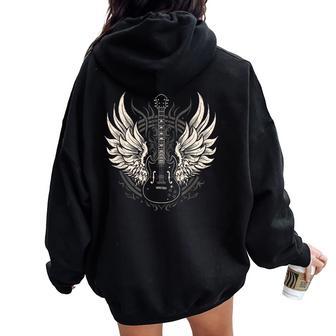 Guitare Avec Ailes D'art Graphique Pour Homme Enfant Sweat à capuche oversize pour femme avec imprimé dans le dos - Cadeauxyz