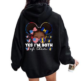 Half Bajan American Barbados Flag America Usa Girls Kids Women Oversized Hoodie Back Print - Thegiftio UK