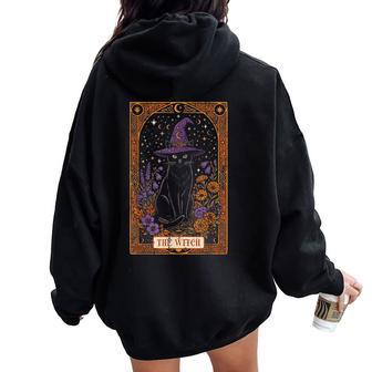 Halloween Black Cat Witch Tarot Costume Girls Kids Women Oversized Hoodie Back Print - Thegiftio UK