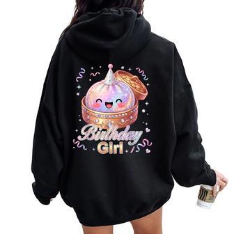 Happy Birthday Girl Kawaii Dumpling Anime Birthday Party Women Oversized Hoodie Back Print - Thegiftio UK