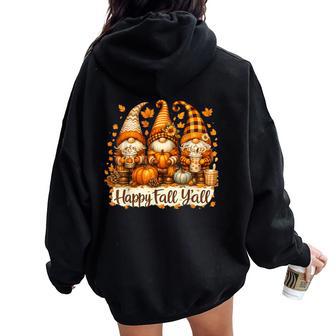 Happy Fall Yall Cute Gnomes Pumpkin Autumn Women Oversized Hoodie Back Print - Thegiftio UK