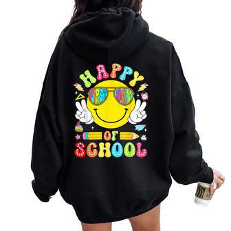 Happy First Day Of School Smile Face Teacher Student Kids Women Oversized Hoodie Back Print - Thegiftio UK