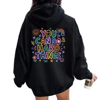 You Can Do Hard Things Doodle Teacher Motivational Women Oversized Hoodie Back Print - Thegiftio UK