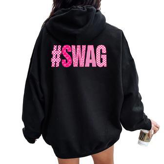 Hashtag Swag Preppy Pink Animal Print For Girls Kids Women Oversized Hoodie Back Print - Thegiftio UK