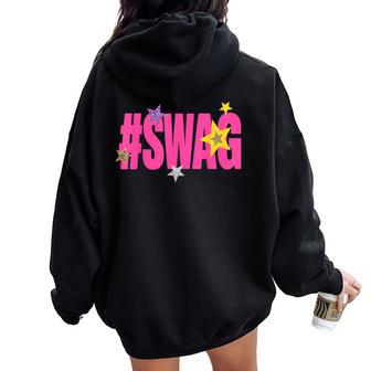 Hastag Swag Hot Pink Star Girls N Streetwear Women Oversized Hoodie Back Print - Thegiftio UK