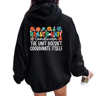 Health Unit Coordinator Appreciation Huc Groovy Women Oversized Hoodie Back Print - Thegiftio UK